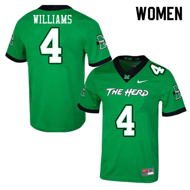Women #4 Leanthony Williams Marshall Thundering Herd College Football Jerseys Sale-Green - Click Image to Close